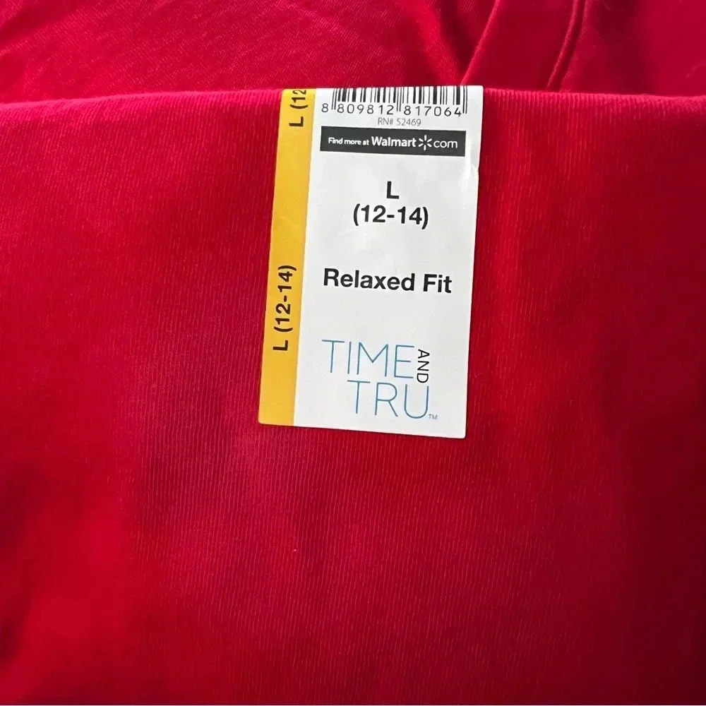 Lot of 2 T-Shirt Pima Cotton V-Neck Size Large (12-14) Red Relaxed Fit New - Picture 5 of 6
